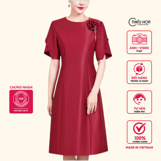  Đầm trung niên chất liệu lụa cao cấp kiểu dáng thanh lịch thương hiệu Thiều Hoa DN3D0203 