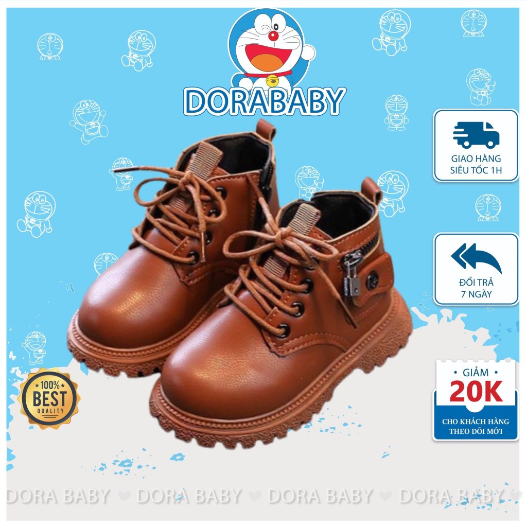 Giày Boot Bé Trai, Boot Bé Gái, Cá Tính Cực Ngầu, Da Cao Cấp, Boot Túi Siêu Chất, Bé 1–6T G021 -DORA