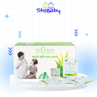 Muối Biển Nha Đam Dr.Green - Hộp 30 gói, Rửa mũi cho bé và người lớn hiệu quả viêm mũi, viêm xoang