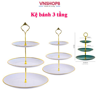 Kệ bánh 3 tầng,Khay đựng bánh kẹo, hoa quả trang trí tiệc cưới, sinh nhật, khai trương sang trọng