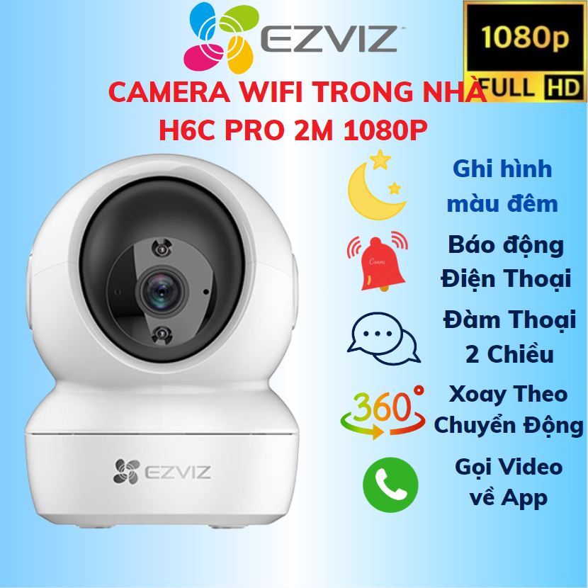 Camera WIFI trong nhà xoay 360 Ezviz C6N, H6C PRO MÀU ĐÊM( C6N NEW), đàm thoại 2 chiều, theo dõi tự động chính hãng