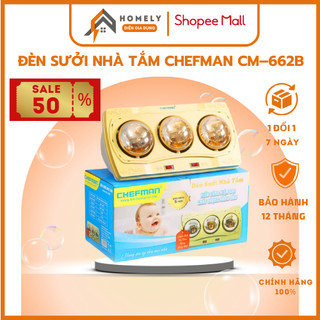 Đèn Sưởi Nhà Tắm Chefman CM – 662B 2 Bóng, 3 Bóng 825W Trang Trí Nhà Tắm, Làm Ấm Nhanh, Bảo Hành Chính Hãng