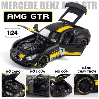 Mô hình xe mercedes amg gt-r matt green mở tất cả cửa, có đèn âm thanh hộp xốp 1:24 che zhi OT412