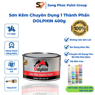 Sơn Kẽm Chuyên Dụng 1 Thành Phần Dolphin Lon 400Gr Sơn Sắt Chuyên Dụng, Sơn Màu, Sơn Đa Năng Trên Mọi Bề Mặt