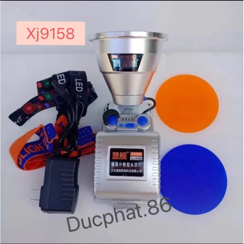Đèn đội đầu siêu sáng Xj9158 ánh gom nhỏ chiếu xa 1000m , kèm 3 choá , pin dùng 10-12h