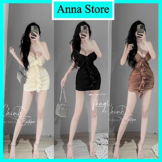 Đầm body 2 dây bèo trước ngực mút dày siêu tôn vòng 1 chất thun gân co giãn thoải mái M1469