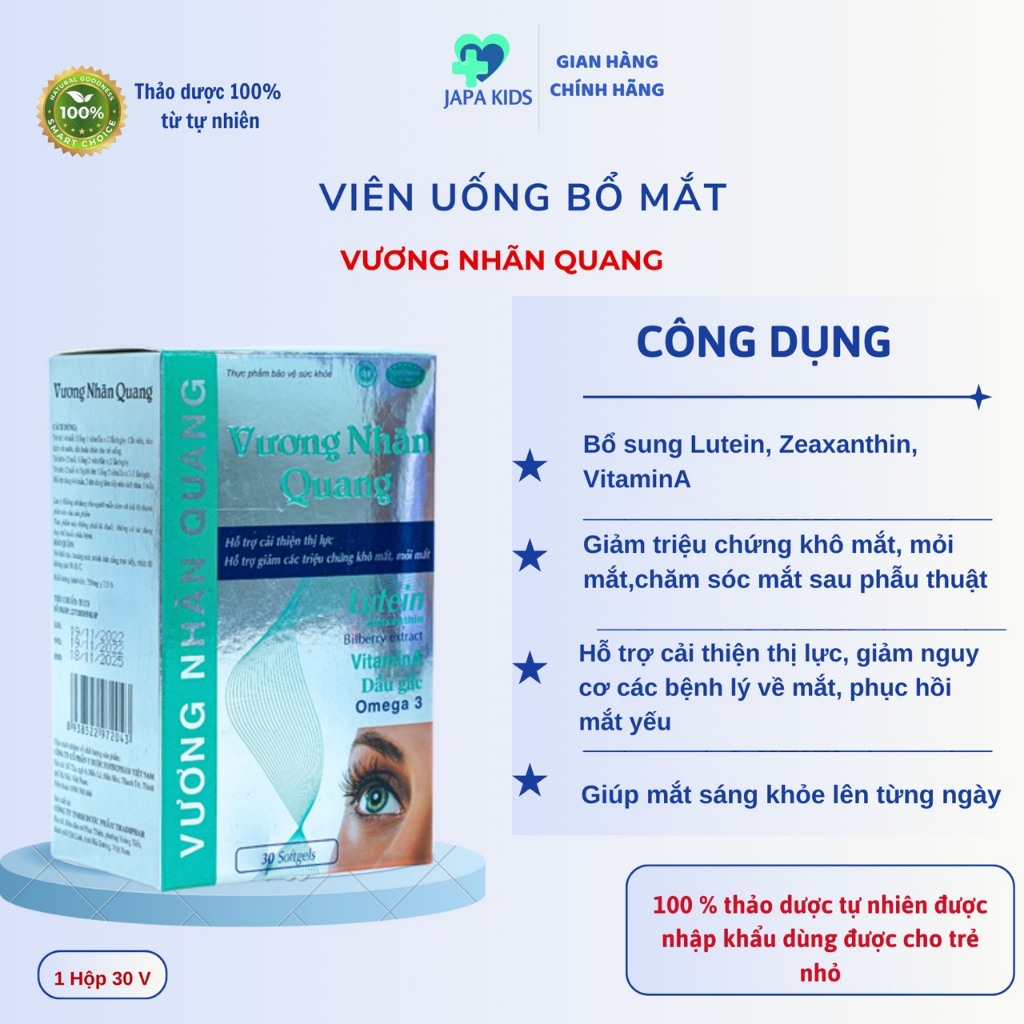 Viên Uống Bổ Mắt Tăng Cường Thị Lực Vương Nhãn Quang Chăm Sóc Mắt Hỗ Trợ Cải Thiện Thị Lực Japa Kids