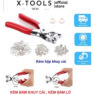Kìm bấm cúc vành áo kèm 100 cúc bấm kim loại, dụng cụ bấm khuy cúc áo, kềm bấm lỗ quần áo đa năng