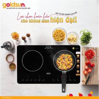 Bếp từ đôi dương Goldsun GDI7402 màn hình kính, Led nhạy cảm biến thông minh có khóa an toàn,BH12T