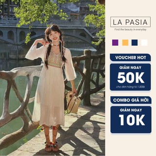 Đầm Thêu Nữ Thổ Cẩm Cổ Chữ V Tay Lỡ LP23 Phong Cách Trẻ Trung Năng Động Vintage