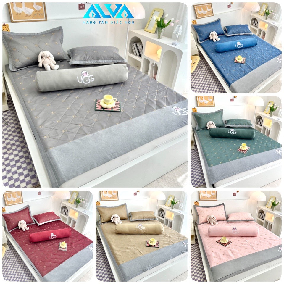 CHIẾU ĐIỀU HOÀ 4D UGG Alva đa năng, chiếu lụa lạnh, chiếu cao su trải giường, trải sàn, êm ái, mát m
