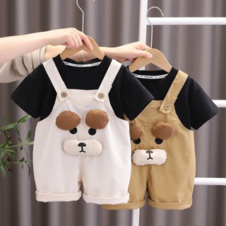 Sét yếm kaki kèm áo cho bé trai bé gái Áo liền quần bodysuit cho trẻ sơ sinh yếm DOG SLH188