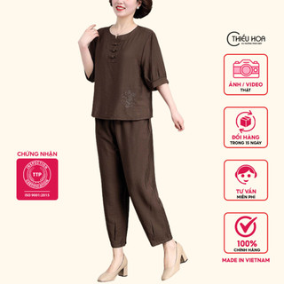 Đồ Bộ Trung Niên Cao Cấp, chất liệu tơ xước mềm mát, thiết kế đẹp mắt Thương Hiệu Thiều Hoa DB3S0616