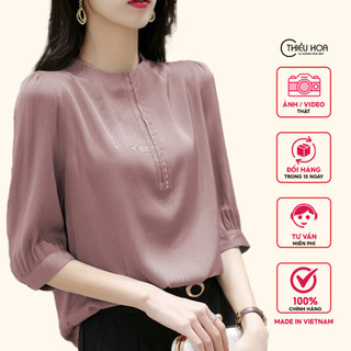 Áo kiểu trung niên, chất liệu lụa cao cấp mềm mát, kiểu dáng sang trọng, thanh lịch Thiều Hoa AD3C0638