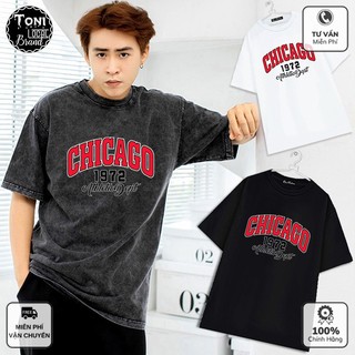 Áo Thun CHICAGO Tay Lỡ Local Brand Cotton 100% nam nữ form rộng Unisex (AT5050L - Kèm Video Ảnh Thật) (Toni.Brand)