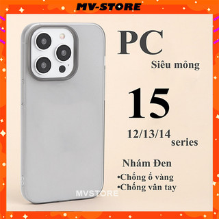 Ốp lưng điện thoại PC cứng siêu mỏng màu nhám đen chống vân tay trong suốt cho 15 14 13 Pro MAX 14 Plus 12 Pro MVSTORE