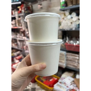50 cái tô giấy trắng 350ml hoặc 500ml nắp mờ dùng đựng bánh, chè, thức ăn các loại