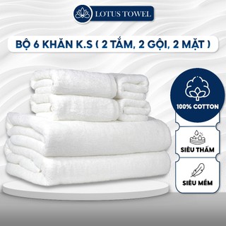 Combo 6 khăn Khách sạn, 100% COTTON, siêu mềm mịn, thấm hút, dày dặn - LotusTowel
