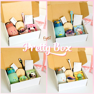 Hộp Quà Pretty Box 4 Tone Màu, Set Quà Chai Giữ Nhiệt, Nến Thơm và Sổ Tay Siêu Cute
