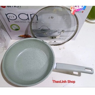 Chảo sâu lòng elmich đáy từ tráng men, có nắp kính cường lực 26cm