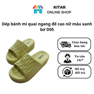 Dép nữ đế bánh mì quai ngang cao 6cm chống trơn chất Eva siêu nhẹ size 36-39 màu xanh bơ D05