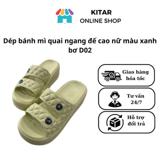 Dép nữ đế bánh mì quai ngang cao 6cm chống trơn chất Eva siêu nhẹ size 36-39 màu nâu,đen,xanh bơ D02