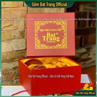 Hộp quà đựng ấm chén, hộp si đỏ lót lụa vàng