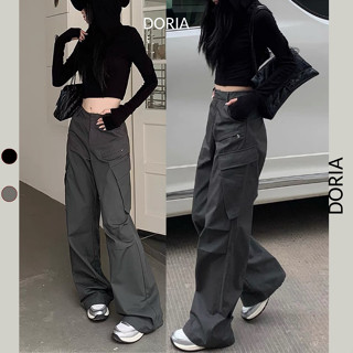 Quần kaki ống rộng DORIA Quần túi hộp nữ thể thao khóa chéo cargo pant Quantuihopkhoacheo1125_P6K1