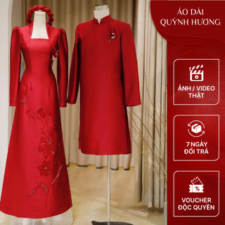 Áo dài cặp Nữ Hoàng - Áo dài cô dâu chú rể chất tafta mềm siêu sang by Quỳnh Hương