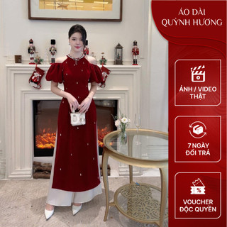 Áo dài nhung - Hàng thiết kế đính charm cao cấp by Quỳnh Hương