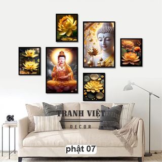 Tranh trang trí Phật Giáo và Hoa Sen tịnh tâm, decor góc thiền tu tại gia, trưng phòng thờ, tranh việt decor