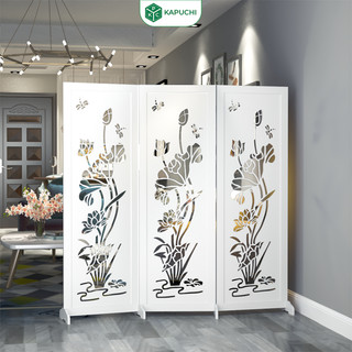 Bình phong, vách ngăn phong thủy gỗ nhựa pvc cao cấp màu trắng - ig465