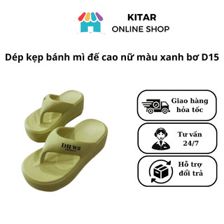 Dép nữ quai kẹp đế bánh mì 6cm chống trơn chất Eva nhẹ size 36-39 màu hồng,đen,trắng,xanh bơ,lá D15