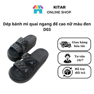 Dép nữ đế bánh mì quai ngang cao 6cm chống trơn chất Eva siêu nhẹ size 36-39 màu nâu,đen,xanh bơ D03