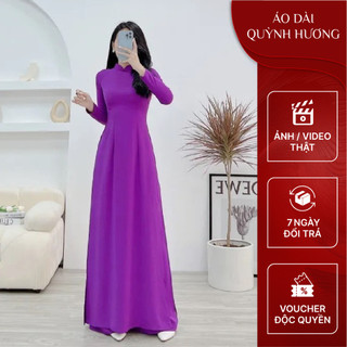 Áo dài truyền thống lụa mỹ màu tím Huế tay dài by Quỳnh Hương