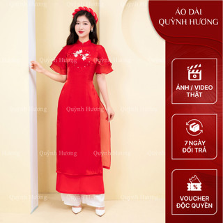 [Mã BMLT35] Áo dài cách tân dáng xuông thêu hoa mai trắng 6 màu [ghi chú màu/chat với shop}by Quỳnh Hương