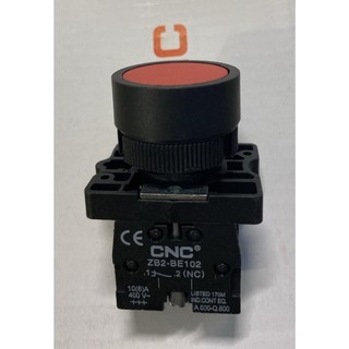 Nút nhấn lay5-ea42 có tiếp điểm zb2-be102 thường đóng màu đỏ
