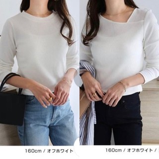|A44| Áo thun gân cổ tròn/ cổ lệch, tay dài xuất Nhật dư xịn (size M)