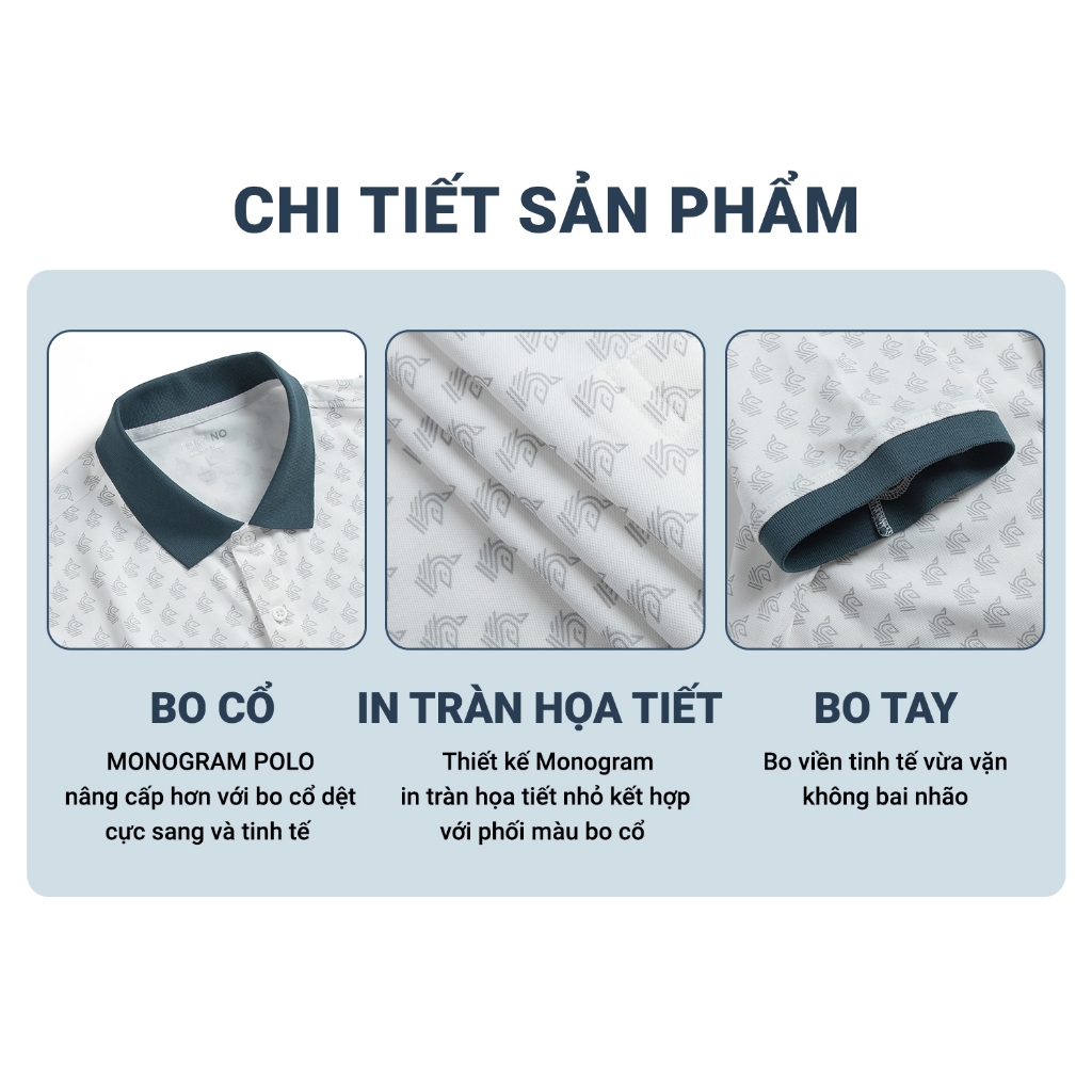 Áo polo nam TORANO MONOGRAM POLO bo kẻ chất thoáng khí thoải mái vải cotton trơn BASIC GSTP051 | BigBuy360 - bigbuy360.vn
