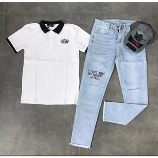 quần jean nam dài xám rách gối thời trang đẹp form ôm nhẹ chất vải co giãn giá tốt