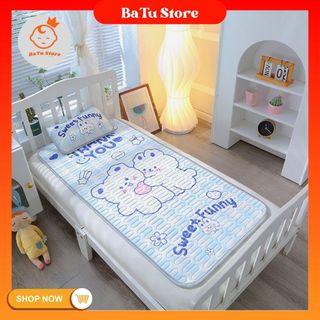 Chiếu điều hòa tặng kèm gối cao su non cho bé in hình 5D, siêu thoáng mát