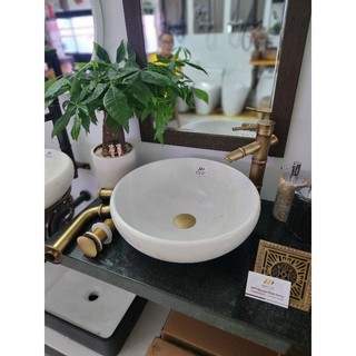 Chậu rửa mặt đá tự nhiên trắng, lavabo đá tự nhiên trắng vân mây