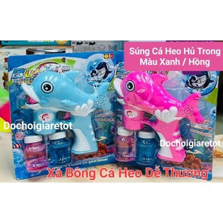 Súng bắn bong bóng cá heo trong loại lớn có nhạc đèn tặng kèm pin (3 viên)