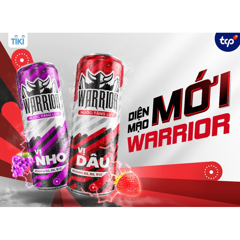 Thùng 24 lon Warrior Nho và Dâu *330ml