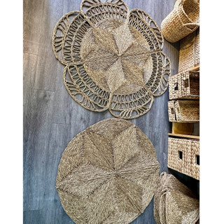 Thảm cói hình hoa thưa, hình ngôi sao,thảm tròn decor, thảm trải sàn, phông nền chụp hình, thảm lông, thảm bali, mây tre