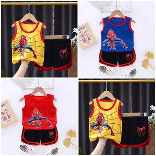 Bộ sát nách in hình siêu nhân 3 màu vàng, xanh, đỏ cho bé trai