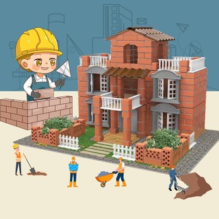 Đồ chơi Xây nhà gạch mini cho bé - Bộ đồ chơi nhập vai thợ xây dựng, kỹ sư thi công xây dựng nhà cửa - Đồ chơi cho bé