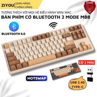 Bàn Phím Cơ Không Dây Bluetooth Máy Tính Ziyou M88 Trục Cơ Red Switch Kết Nối 2 Mode Đa Năng, Hotswap, Pin 40 Ngày