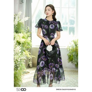 Đầm tơ organza tay phồng SIXDO