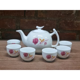 Bộ trà hoa hồng gồm 01 ấm bưởi 600ml và 6 chén không quai , hàng bình dân
